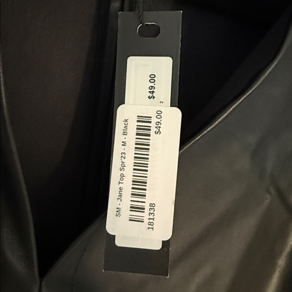 NWT STEVE MADDEN Black Faux Leather Top - Picture 4 of 6